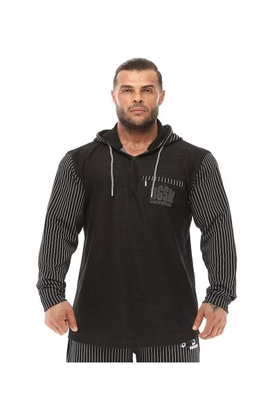 Big Sam Long Oval Cut Hooded Winter Sweatshirt Black 4713