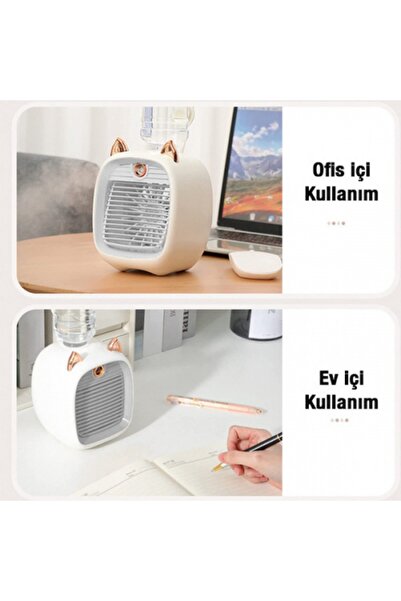 Kamardey 1200 Mah Bataryalı Hava Nemlendiricili Masaüstü Fan Taşınabilir Mini Klima Soğutucu