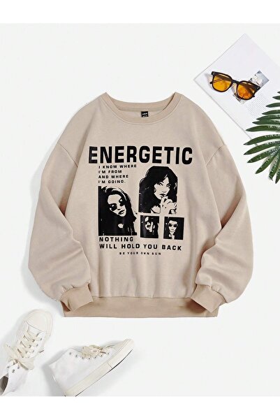 Adrift KOD ADR-SHEN Coolane - Слоган і фігура Графічний малюнок Світшот з опущеними плечима