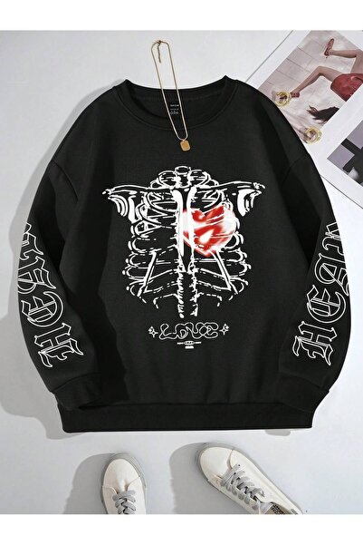 Adrift Termo podstavljena majica sa grafičkim motivom kostura i slova