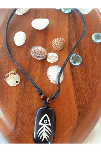 Idarosa Concept Otantik Etnik Bohem Siyah İpli Balık Hippi Kolye