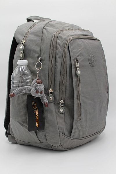 shopshop Unisex Gray Crinkle Waterproof Fabric Large Size School Backpack Laptop Sports Travel Bag