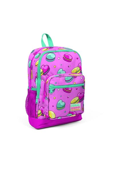 Coral High Macaron Patterned 4 Compartment School Bag 23462