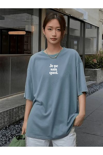 Pear Wear Je Ne Sais Quoi Μπλουζάκι με στάμπα γαλλικού τύπου Oversize Crew Neck T-Shirt