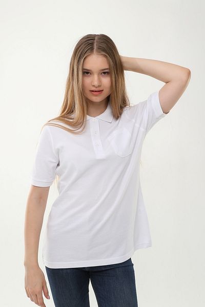 Uniprom Women's Polo Neck T-Shirt with Mercedes Logo 100% Cotton White