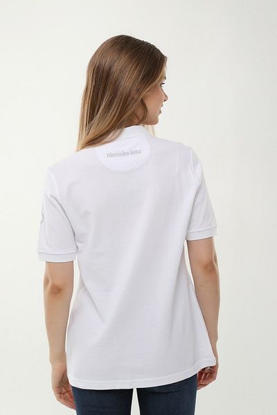 Uniprom Women's Polo Neck T-Shirt with Mercedes Logo 100% Cotton White