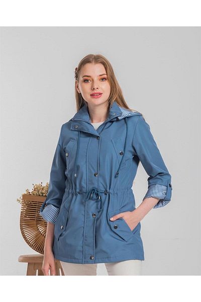 Dali Giyim Ultra Light Trench Coat with Hooded Lining and Water Repellent Feature