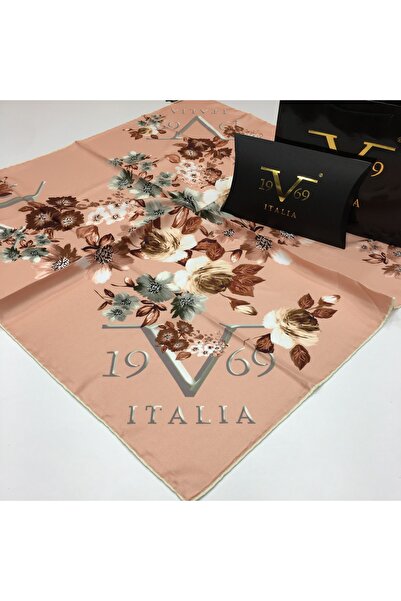 19V69 ITALIA Logolu Çiçekli Desen Black Seri Twill Eşarp Askısı Ve Hediyelik ...