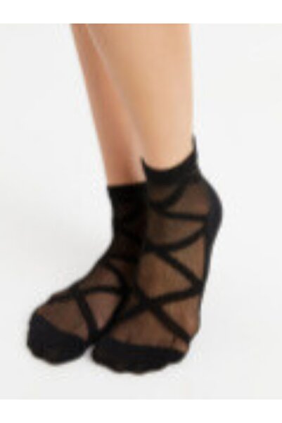 mirach Pack of 2 Black Tulle Socks Set, Trouser Socks, Patterned Stylish Combination, Complementary Accessory