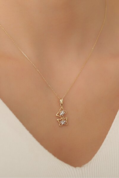 Gianfranco 14 Ayar Çift Kelebek Kolye Ucu