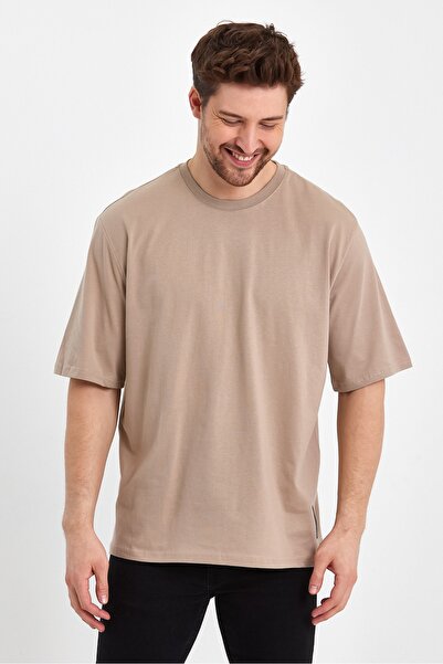 LACİVERTMEN 2636 Basic 24x1 Single Jersey Oversize Back Printed T-shirt
