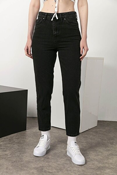 DRC trend Victoria ženske Andrea crne Visok struk Mom farmerke pantalone