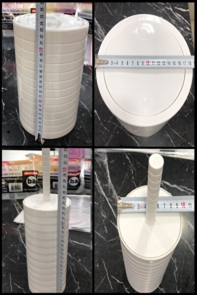 Bayev Moblen Λευκό Στρογγυλό Σετ Μπάνιου Σετ 5 Κάδος σκουπιδιών Θήκη οδοντόβουρτσας Δοχείο υγρού σαπουνιού