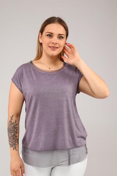 Seamoda Tunic with Dot Lace Hem-LIGHT PURPLE
