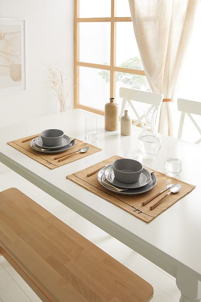 Ocean Home Textile 6 τεμάχια γιούτας Απολαύστε τυπωμένα επιτραπέζια σκεύη Παρουσίαση Πιάτο σουβέρ Supla American Service 45x35