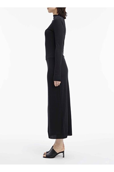 Calvin Klein Bisiklet Yaka Siyah Midi Kadın Elbise K20K205755BEH