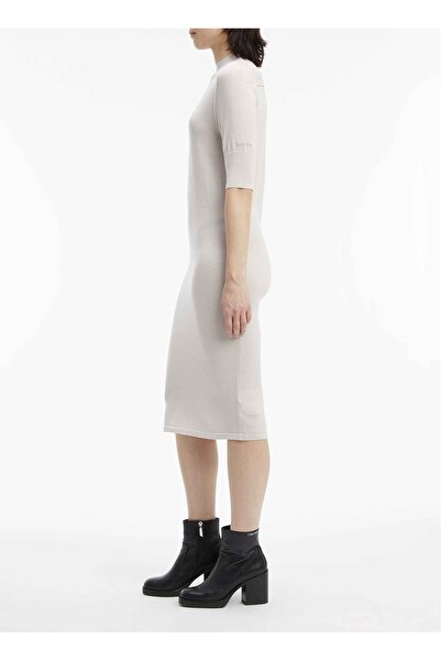 Calvin Klein Bisiklet Yaka Gri Midi Kadın Elbise K20K205751PE9