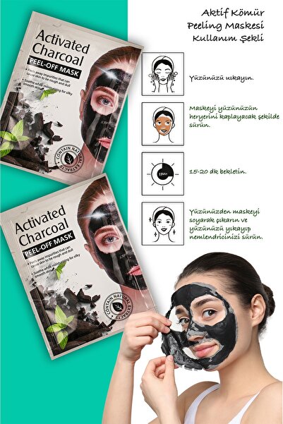 Uniquem Siyah Nokta Maskesi Aktif Odun Kömür Kürü Sürülebilir Yüz Maskesi Charcoal Mask Xlm1332