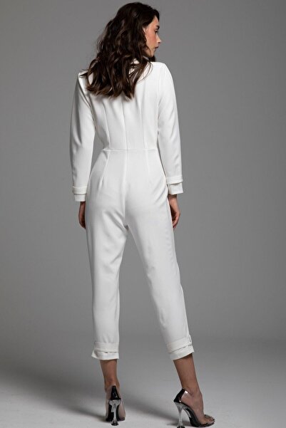 Tuba Ergin Crepe Kerry Jumpsuit with Pleat and Epaulet Detail
