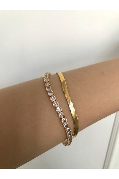 NEPTUNE DESIGN Zirkon Taşlı Kararmaz Altın Kaplama Su Yolu Bileklik