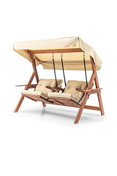 Hier Swing Ikiz Kule Iki Kişilik Ahşap Dış Mekan Bahçe Balkon Ve Teras Salınc...