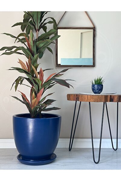 odka 20litre Klasik Saksı Tabaklı 30cmx30cm Gece Mavisi