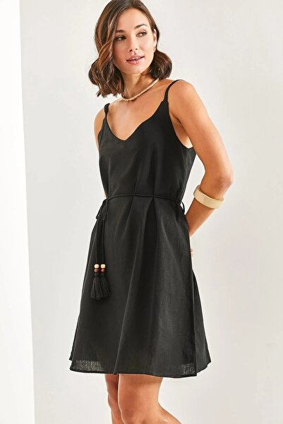 HARMONY GLOBAL Rochie de damă neagră tricotată cu bretele căptușite din in br...