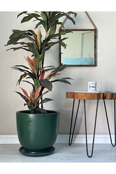 odka 20litre Klasik Saksı Tabaklı 30cmx30cm Koyu Yeşil