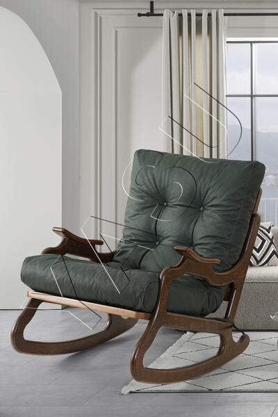 YASÜ SALLANAN SALLANIR KOLTUK YEŞİL AHŞAP BABA EMZİRME KİTAP TV KOLTUĞU SANDA...