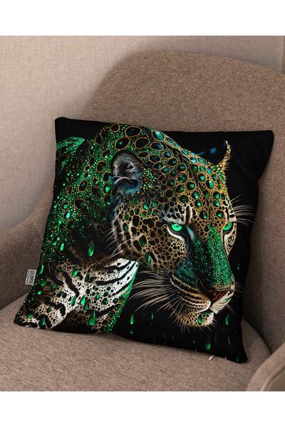 Hayal Dekoratif Черно-зелена подаръчна възглавница с цифров печат - калъфка з...
