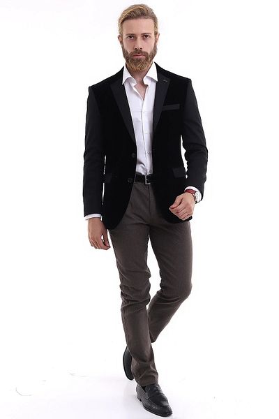 Presto Men's Velvet Slimfit Jacket Black 1535-001