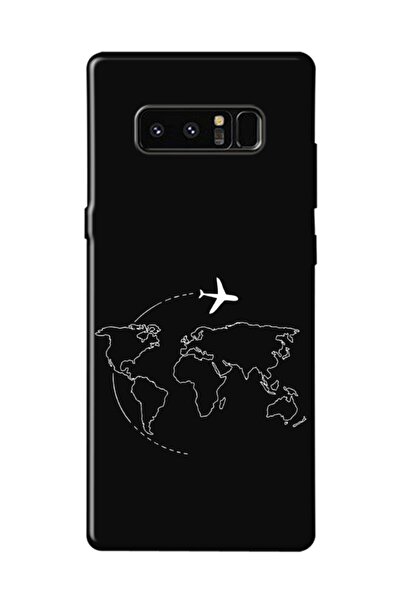 frondcase Samsung Note 8 Harita Uçak Siyah Telefon Kılıfı