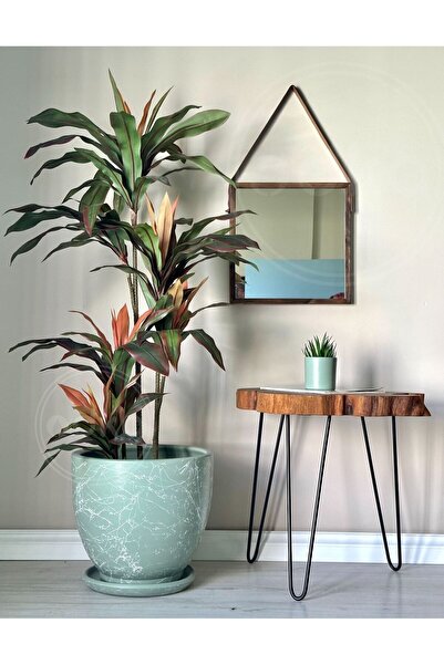 odka 20litre Klasik Saksı Tabaklı 30cmx30cm Mia Mint Yeşili Mermer Desenli