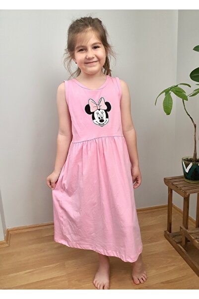 canakids Kız Çocuk Minnie Mouse Baskılı Yazlık Askılı Elbise