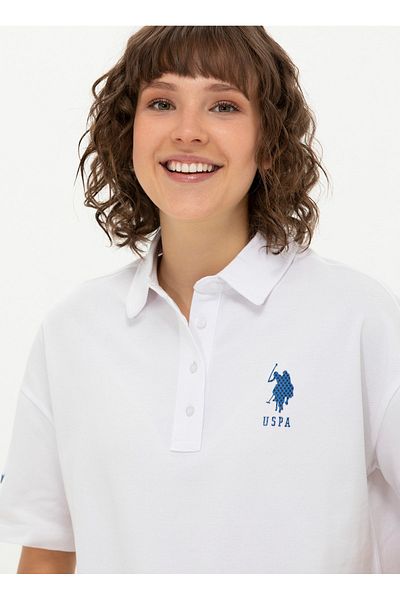 U.S. Polo Assn. US Polo AssnPolo Gât cu imprimeu alb Tricou damă P-CORCAN-T