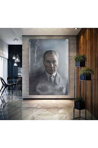 EMİLART YAPAY ZEKA HD DUMAN İÇİNDE SONSUZ ATATÜRK KANVAS TABLO