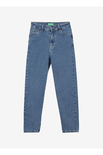 Benetton Straight Leg Mom Fit Light Blue Women's Denim Trousers 4V30DE00M