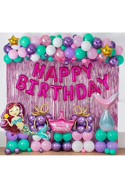 KBK MARKET Mermaid Balloon Chain and Foil Balloon Set