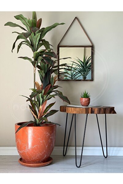 odka 20litre Klasik Saksı Tabaklı 30cmx30cm Mia Kiremit Mermer Desenli