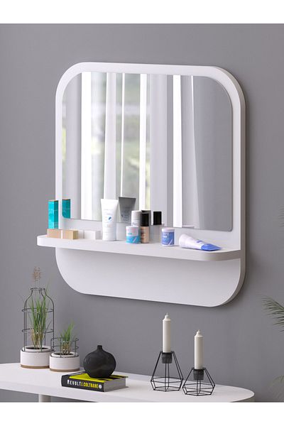 nysamo 45 cm Square Shelf Hallway Mirror - for Dresuar, Console, Wall, Living Room, Bathroom, Office and Children's Bedroom