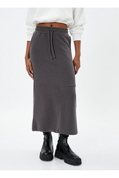Koton Dark Gray Elastic Women's Long Skirt - 4WAL70005IK