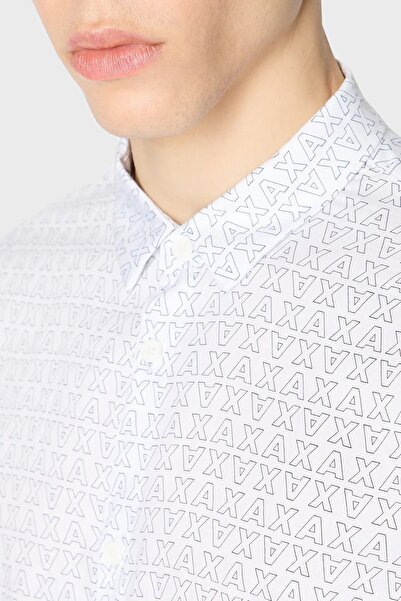 Armani Exchange % 100 Pamuk Regular Fit Logo Desenli Gömlek Erkek GÖMLEK 6RZC45 ZNZRZ 21CL
