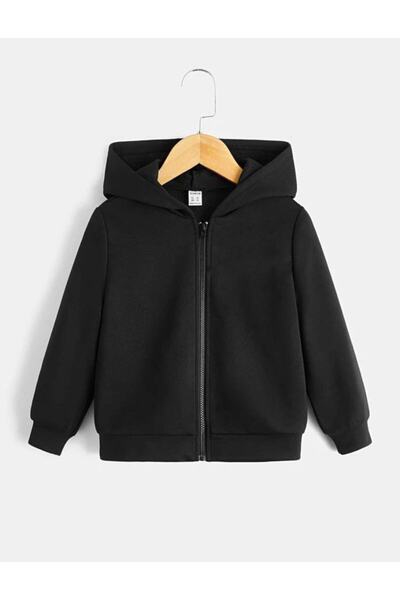 MORNİNG KİDS Children's Floral Butterfly Printed Black Zipper Cardigan