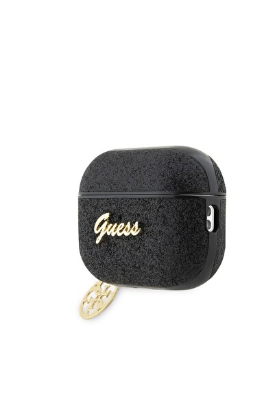 Guess Airpods Pro 2 Uyumlu Kılıf GUESS Glitter 4G Charm Exclusive Tasarım