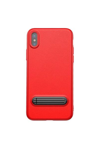Fibaks Apple iphone x - xs case stand leather textured colorful original baseus cover