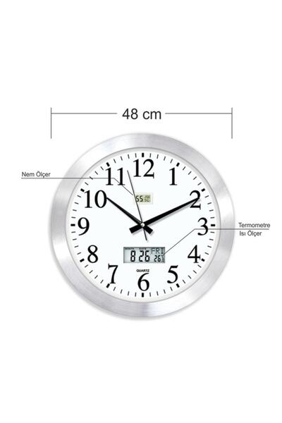 M3DECORİUM Hassas Dijital 48 cm Dijital Termometreli Nem Ölçerli Camlı Satine...