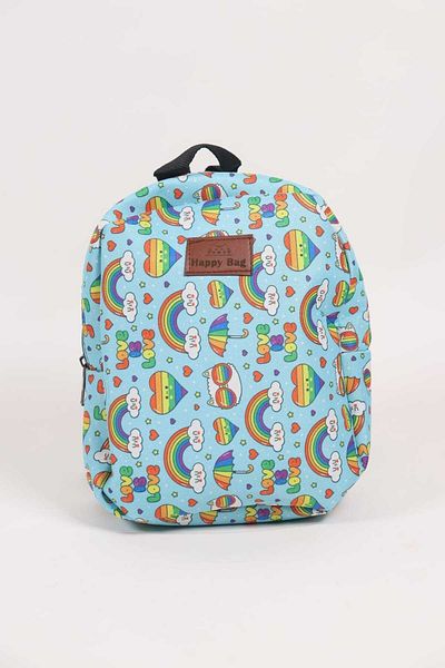 Pek Moda Rucsac pentru școală pentru copii, cu imprimeu cu inimă curcubeu albastru