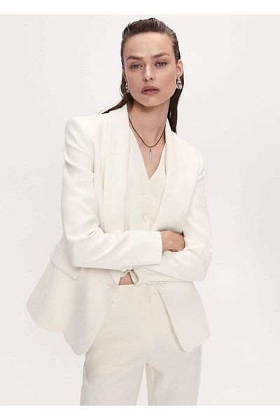 MANGO Woman Jachetă blazer mulata cu guler șal