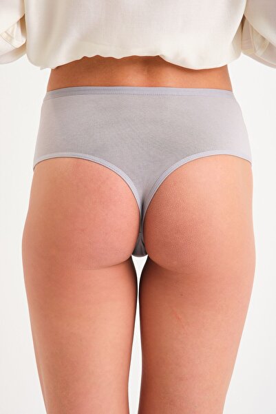 Joshs Pamuklu Yüksek Bel Tanga Külot Tekli -high Waist Thong Gri