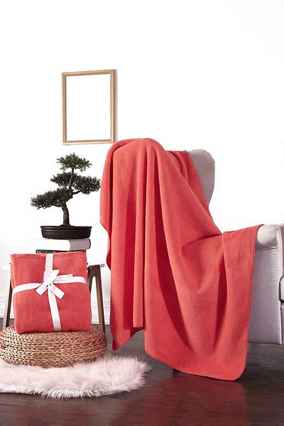 sutra Cotton TV Blanket 127x155 cm Mint-Beige-Lilac-Salmon-Ginger-Pomegranate Flower